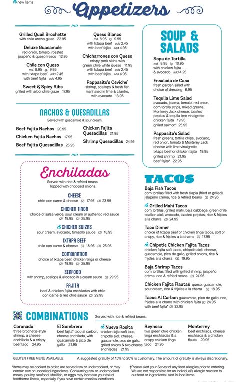 Here are just a few of the things that come standard with a <strong>Pappasito's</strong> fiesta. . Pappasitos menu